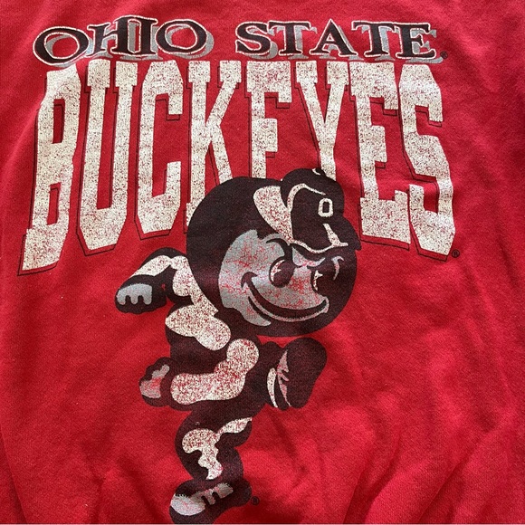 Vintage 80s Ohio State Buckeyes Brutus Football Red Crewneck Sz Large - Picture 2 of 8